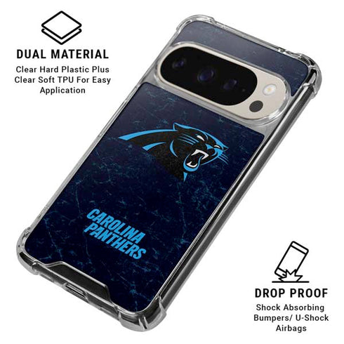 NFL Carolina Panthers Distressed Pixel 9/9 Pro Clear Case